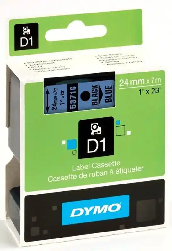 Plastová páska Dymo D1 24mmx7m černá/modré (Poprokan.cz) Tovární Cena