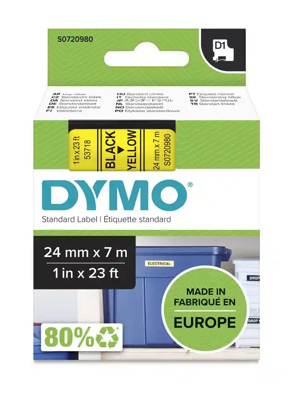 Aktuální Plastová páska Dymo D1 24mmx7m černá/žlutá (Poprokan.cz)