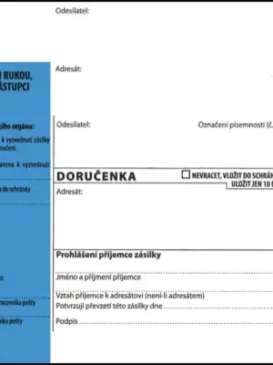 Obálka B6 doručenka s poučením NCR modrý pruh správní řád (Poprokan.cz) Nízká Cena
