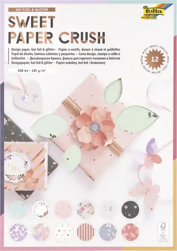 Papír na scrapbooking v bloku A4 165g/m2 12ls Sweet paper crush (Poprokan.cz) Vrácení Zdarma