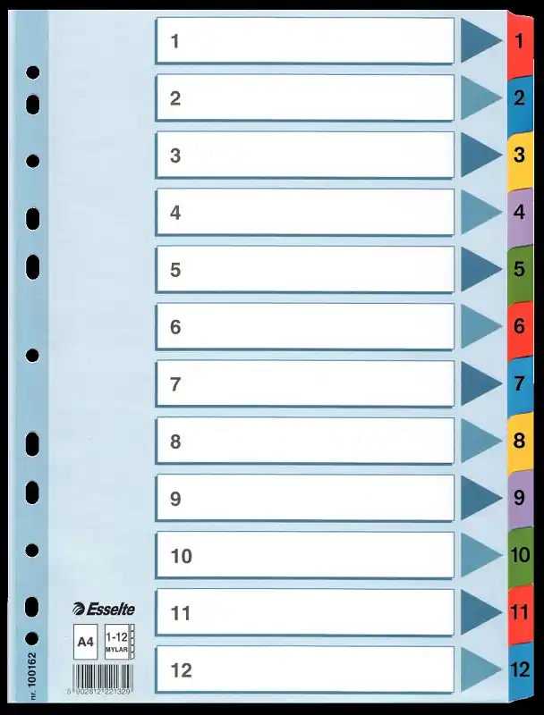 Rozřaďovač A4 kartonový Mylar s potiskem 1-12 (Poprokan.cz) Cenový Hit