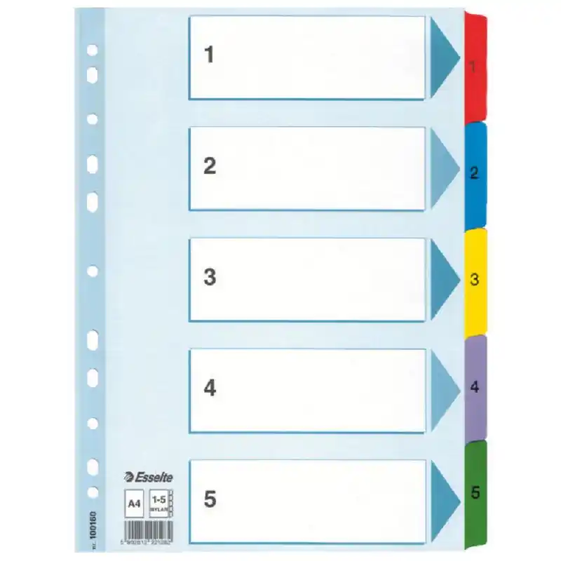 Rozřaďovač A4 kartonový Mylar s potiskem 1-5 (Poprokan.cz) Cenový Hit
