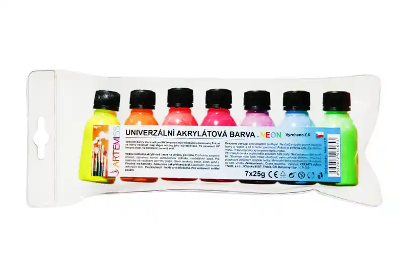 Sada univerzálních barev 7x25g neonové lesklé (Poprokan.cz) Zlevněný